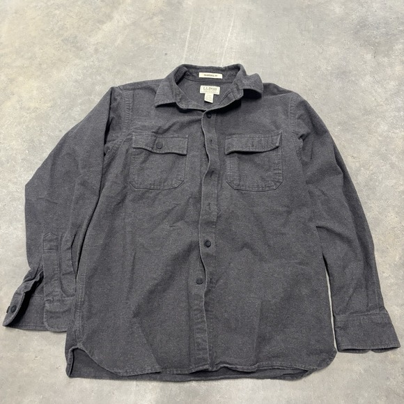 Vintage LL Bean Chamoi Button Up Shirt Men's Medium Regular Gray Outdoor Pockets - Picture 1 of 4